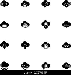 Computer Cloud icon - Expand to any size - Change to any colour. Perfect Flat Vector Contains such Icons as team, paper document, web server, media st Stock Vector