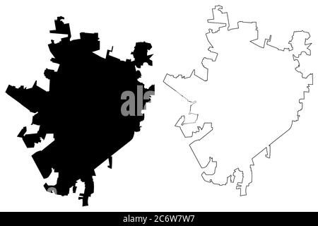 Merida City (United Mexican States, Mexico, Yucatan State) map vector illustration, scribble sketch City of Merida map Stock Vector