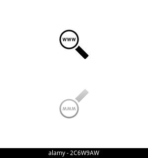 Website search. Black symbol on white background. Simple illustration. Flat Vector Icon. Mirror Reflection Shadow. Can be used in logo, web, mobile an Stock Vector