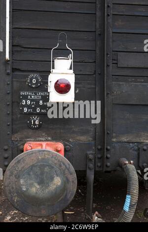 Detail of the rear of an old railway wagon, Alresford Station on the Mid-Hants Steam Railway (The Watercress Line), Hampshire, England, UK Stock Photo