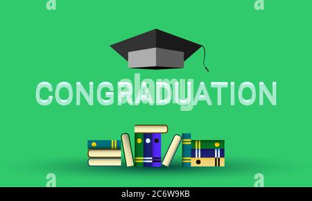 vector illustration of congratulation happy graduation college student with book concept design. Stock Vector