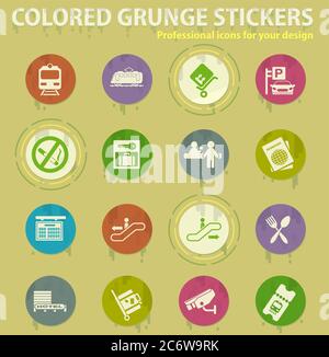 Train station symbols Stock Vector