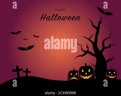 illustration of happy Halloween background trick or treat, greetings card template vector. Stock Vector