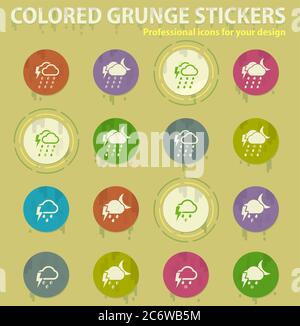Weather colored grunge icons Stock Vector