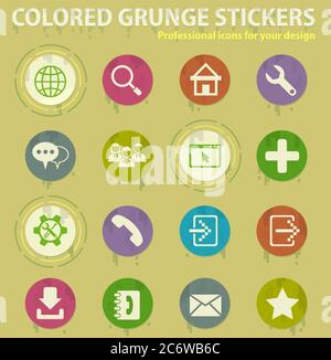 web tools colored grunge icons Stock Vector