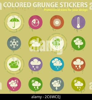 weather colored grunge icons Stock Vector