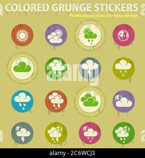 weather colored grunge icons Stock Vector