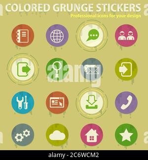 web tools colored grunge icons Stock Vector