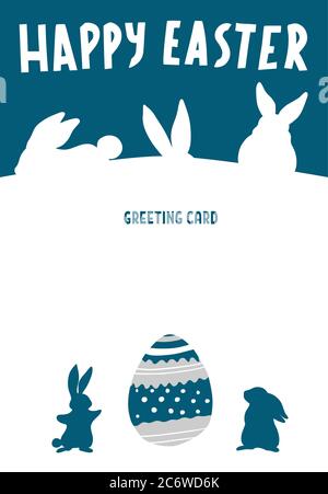 Happy Easter greeting card with bunny, rabbit Stock Vector