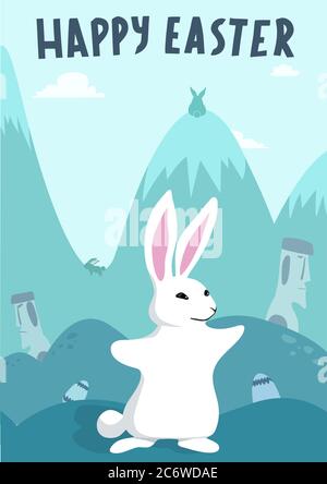 Happy Easter bunny, rabbit and nice background. Colorful poster Stock Vector