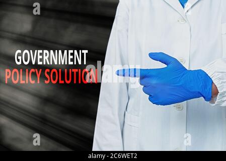 Word writing text Government Policy Solution. Business photo showcasing designed game plan created in response to emergency disaster Displaying empty Stock Photo