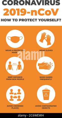 Protect yourself from coronavirus hand washing stay home social distance. COVID-19 prevention concept. Basic protective measures against coronavirus Stock Vector