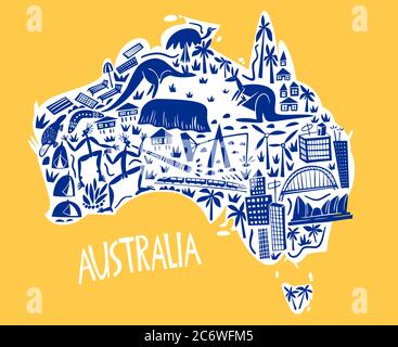 Australia, Canberra tourism landmarks, vector city travel illustration ...