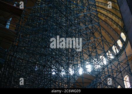 Hagia Sophia interior beautifully crafted pillars and arches Stock Photo