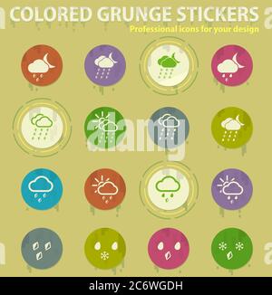 Weather colored grunge icons Stock Vector