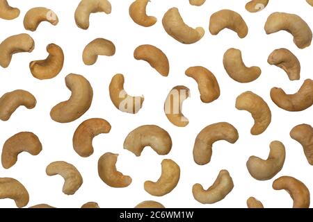 Close-up of Cashew Nuts against white background Stock Photo