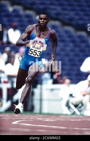 Carl Lewis competing at the 1996 US Olympic Track and Field Team Trials ...