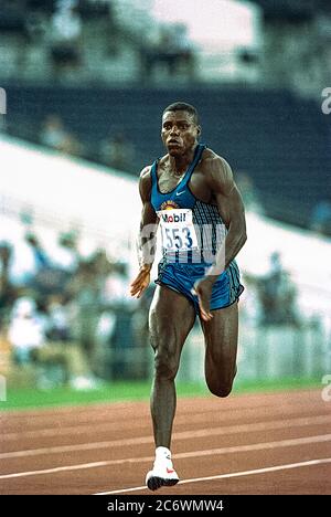 Carl Lewis competing at the 1996 US Olympic Track and Field Team Trials ...