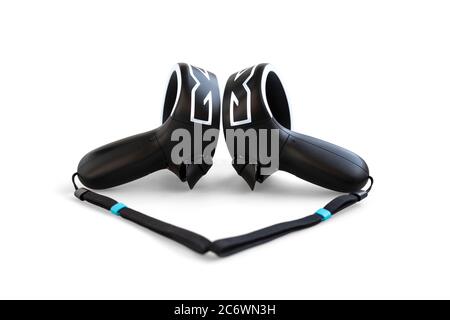 Virtual reality controllers with led light isolated on white Stock Photo