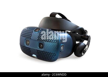 Virtual reality helmet isolated on white background Stock Photo