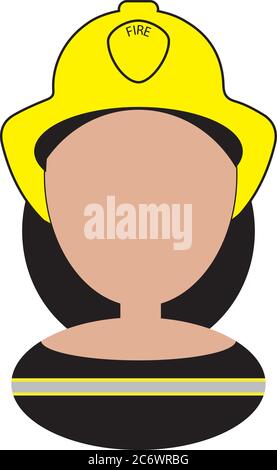 Vector icon avatar illustration of a female firefighter UK Caucasian Stock Vector
