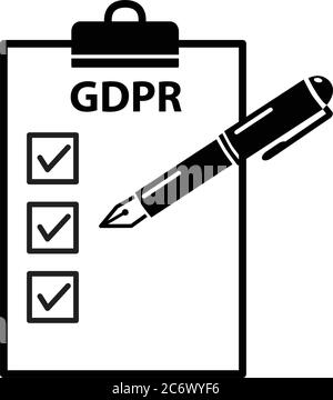 General Data Protection Regulation GDPR ready check control conc Stock Vector