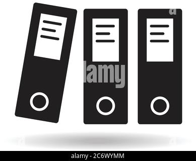 black and white ring binder simple vector icon with shadow, book Stock Vector
