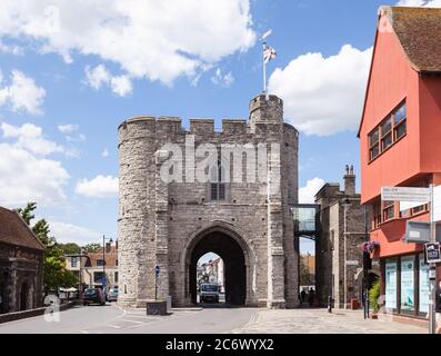 View of Westgate Towers Museum & Viewpoint from the High Street in Canterbury. Stock Photo