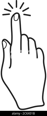 hand finger click icon, black outline simple flat vector, touch screen symbol Stock Vector