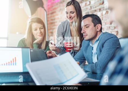 startup business people discussing venture capital investment with investor Stock Photo