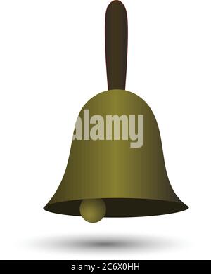 sinple gradien golden hand bell vector illustration with shadow isolated on white background Stock Vector
