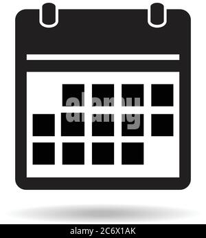 simple flat calendar page vector icon black and white with vector shadow, eps 10 Stock Vector