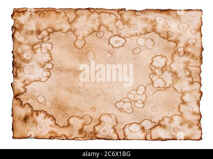 Old paper texture, vintage paper background, antique paper with charred edges Stock Photo