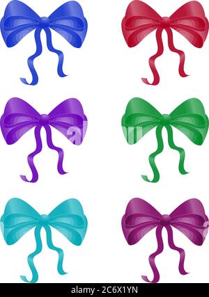 ribbon collection set of colorful bow knot silk ribbon for christmas gift packing Stock Vector