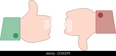 cute like and dislike vector icon in simple flat cartoon style Stock Vector