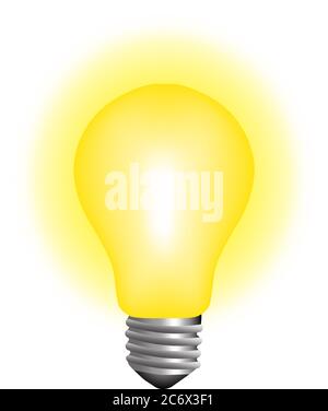 glowing lightbulb realistic vector illustration concept idea Stock Vector