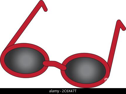 red sun glasses with black glasses simple flat drawing illustration Stock Vector