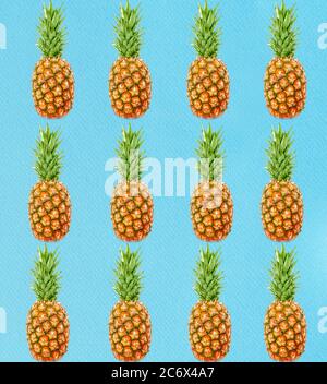 Colorful Pineapple Background - Seamless Pattern Stock Photo