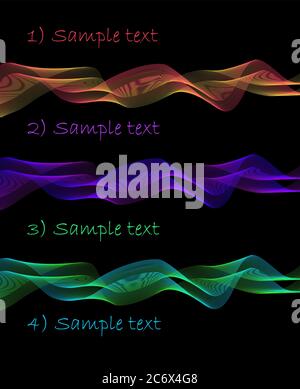 rainbow color wave curves four option steps sample text layout template Stock Vector