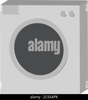 simple 3d icon picture of washing mashine in grey tones vector illustration Stock Vector