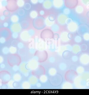 Abstract soft light colorful bokeh defocused lights or transparent bubbles on rainbow pastel colors background. Vector eps 10 illustration Stock Vector