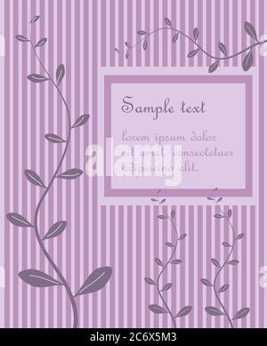 decorative pink vintage striped vegetal Greeting card cover front page Stock Vector