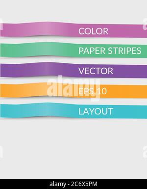 colorful paper cut lines stripes, vector cover options text temp Stock Vector