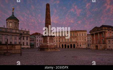 The Alter Markt in Potsdam is lined with beautiful buildings like the Museum Barberini and the old town hall Stock Photo