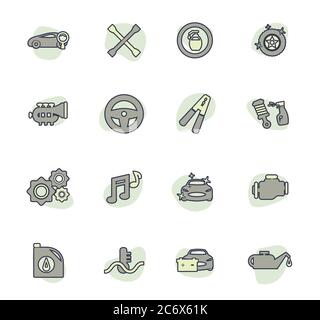 Car shop icons set Stock Vector