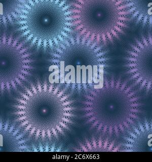 gentle geometric flower abstract seamless pattern blue violet pink pastel tones design background Stock Vector