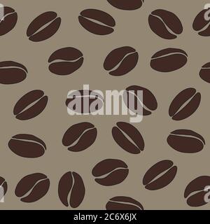 brown coffee beans on beige background vector seamless pattern, eps 10 background Stock Vector
