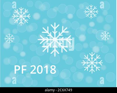 PF 2018 with snowflake and blue bokeh snow and rings background Stock Vector