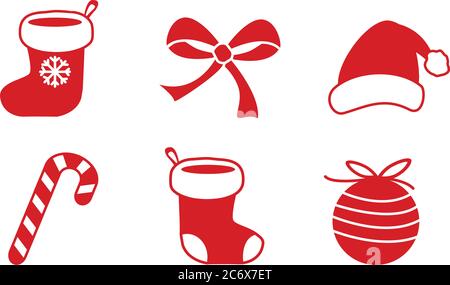 christmas icon symbol collection set, lolipop candy, christmas b Stock Vector