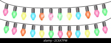 christmas light bulbs chain isolated on white vector illustratio Stock Vector